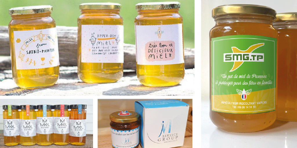 personnalisation.étiquette.pot.miel.provençale.cadeaux.client apiculteur.récoltant.parrainage.location.de.ruche.entreprise.démarche.RSE